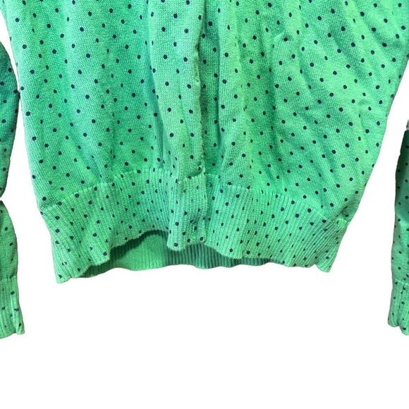 LL Bean Women's Green Cardigan Sweater Polka Dots Size Small - Picture 4 of 4